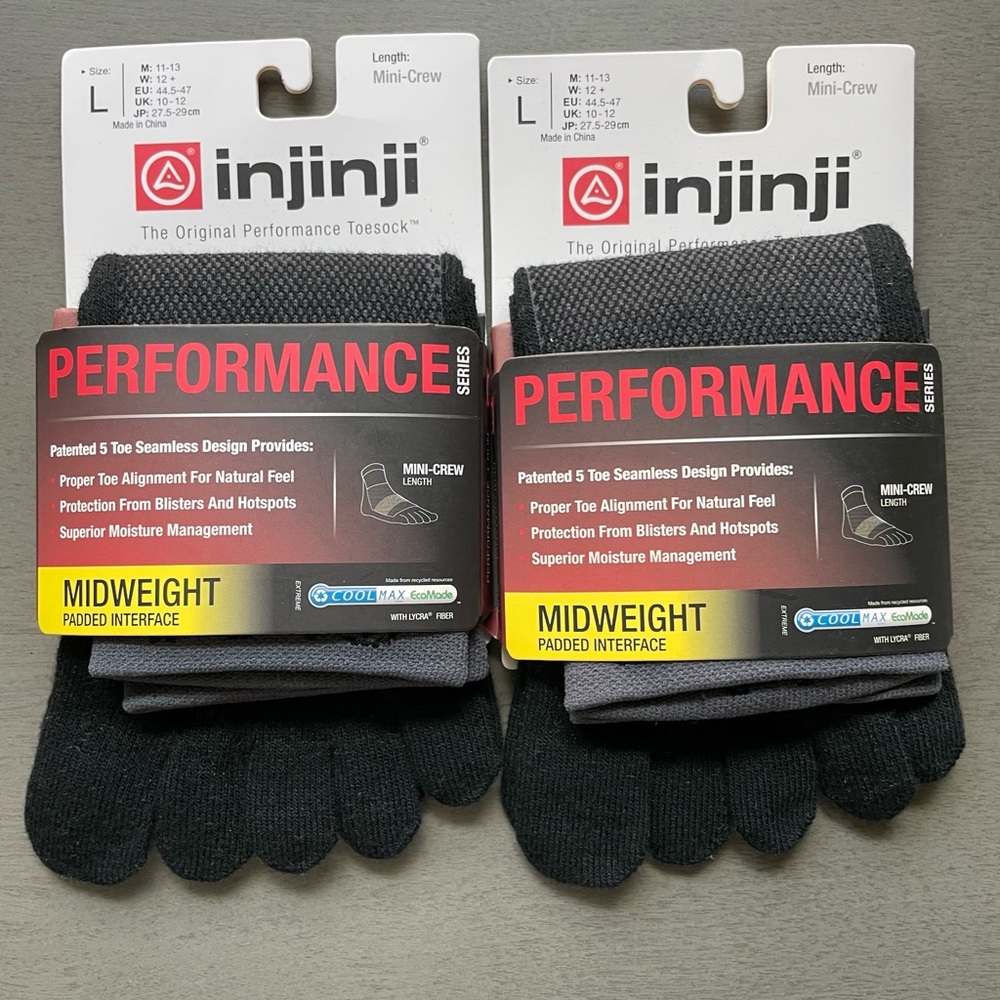 Black and Gray Athletic Toe Socks